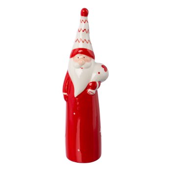 Keramik Weihnachtsmann CLAUS, 19x5,5x4,5cm, rot