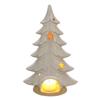 Porzellan Baum Windlicht LILLE, 17x11x6,5cm, natur