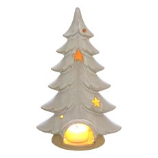 Porzellan Baum Windlicht LILLE, 17x11x6,5cm, natur