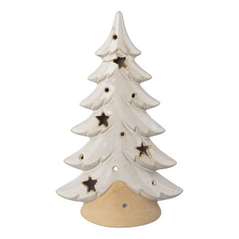 Porzellan Baum Windlicht LILLE, 17x11x6,5cm, natur
