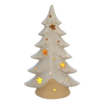 Porzellan Baum Windlicht LILLE, 17x11x6,5cm, natur