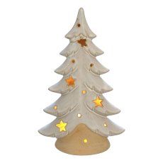 Porzellan Baum Windlicht LILLE, 17x11x6,5cm, natur