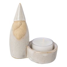 Porcelain Santa Claus tealight holder LILLE, 10x8,5x5,7cm, nature