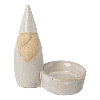 Porcelain Santa Claus tealight holder LILLE, 10x8,5x5,7cm, nature