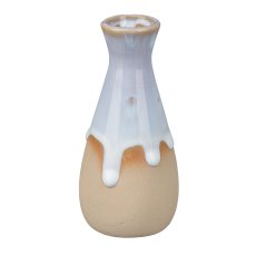 Keramik Vase KORFU, 5x5x11,5cm, Hellbraun