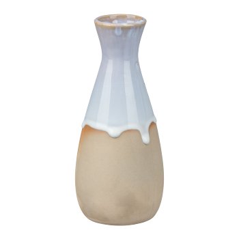 Keramik Vase KORFU, 8x8x19cm, Hellbraun