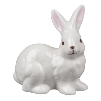 Ceramic rabbit TOM, sitting, 7.5x5.5x12cm, white