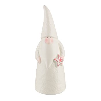 Ceramic Father Christmas figurine, standing 5.5x5.5x15cm, white