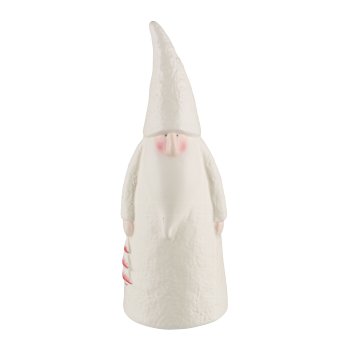 Ceramic Father Christmas figurine, standing 7.5x7.5x21cm, white
