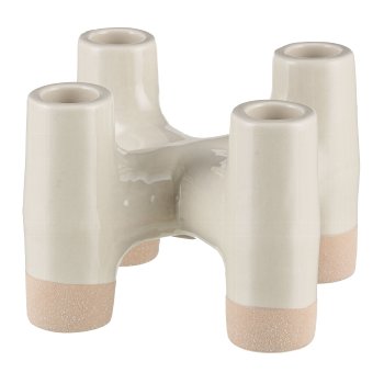Porzellan Kerzenhalter 4er RUSTIC 12,5x12,5x10cm, Natur