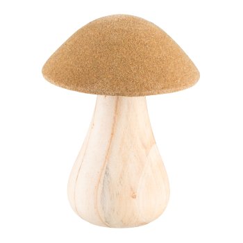 Wooden mushroom, flocked, THE CHAMPION 8x8x11cm, mustard