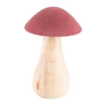 Wooden mushroom, flocked, THE CHAMPION 9x9x15cm, walnut