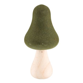 Wooden mushroom, flocked, THE CHAMPION 8x8x17cm, moss