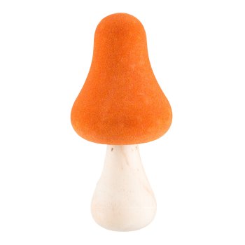 Wooden mushroom, flocked, THE CHAMPION 8x8x17cm, cinnamon