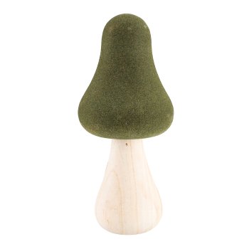 Holz Pilz, beflockt, THE CHAMPION 9x9x21cm, Moos