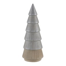 Ceramic tree, grooved, standing 8x8x22cm, light grey