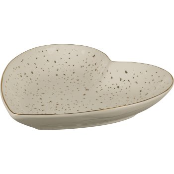Keramik Schale DOTTY, Herzform, 24x19x5cm, naturweiß, Lepuro