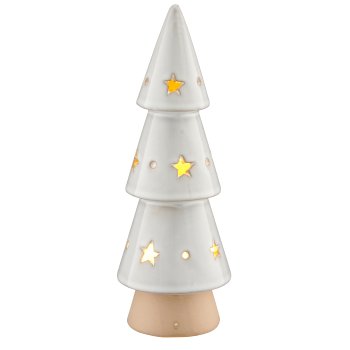 Porzellan Baum mit LED, 8x8x23cm, weiß