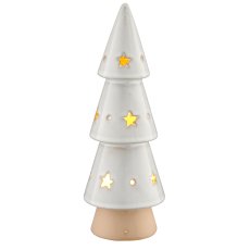Porzellan Baum mit LED, 8x8x23cm, weiß
