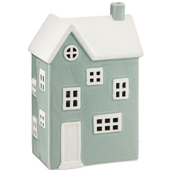 Porzellan Haus mit LED, 14x9x22cm, jade