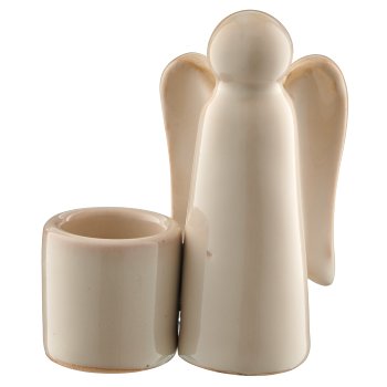 Porcelain candle holder, glazed, 3assorted, 6x3.5x8.5cm, beige