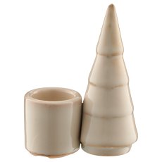 Porcelain candle holder, glazed, 3assorted, 6x3.5x8.5cm, beige