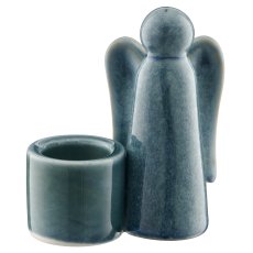 Porcelain candle holder, glazed, 3assorted, 6x3.5x8.5cm, blue