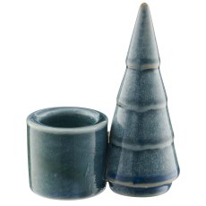 Porcelain candle holder, glazed, 3assorted, 6x3.5x8.5cm, blue