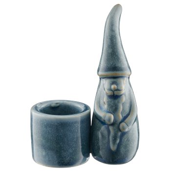 Porcelain candle holder, glazed, 3assorted, 6x3.5x8.5cm, blue