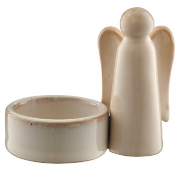 Porcelain tealight holder, glazed, 3assorted, 9x5.5x8.5cm, beige