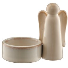 Porcelain tealight holder, glazed, 3assorted, 9x5.5x8.5cm, beige