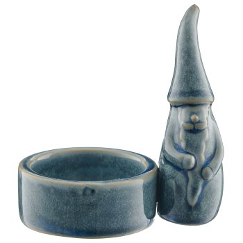 Porzellan Teelichthalter glasiert, 3fa.so., 9x5,5x8,5cm, blau