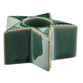 Porzellan Kerzenhalter Stern glasiert, 6x6x3cm, dunkelgrün