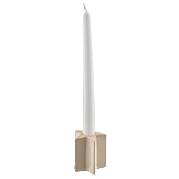 Porcelain candle holder star glazed, 6x6x7cm, beige