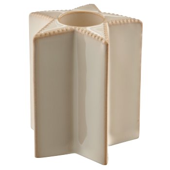 Porcelain candle holder star glazed, 6x6x7cm, beige