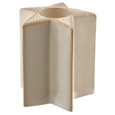 Porcelain candle holder star glazed, 6x6x7cm, beige