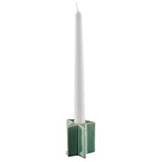 Porcelain candle holder star glazed, 6x6x7cm, dark green
