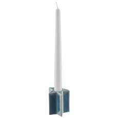 Porcelain candle holder star glazed, 6x6x7cm, blue