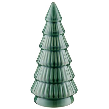 Porzellan Baum glasiert, 11x11x24cm, dunkelgrün