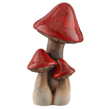 Ceramic mushroom set of 3, 7x6.5x13.5cm, red