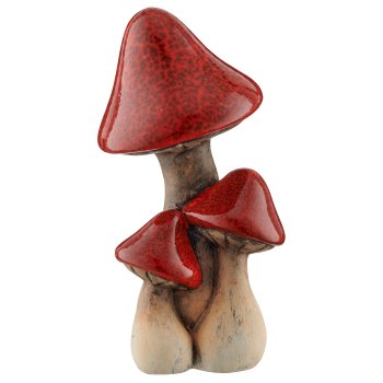 Ceramic mushroom set of 3, 10x9x18cm, red
