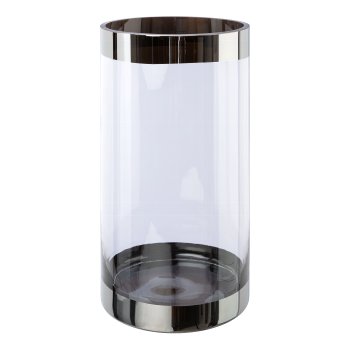 Glas Zylinder Vase FRAME, 15x15x30cm, silber