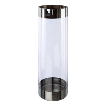 Glass cylinder vase FRAME, 15x15x50cm, silver
