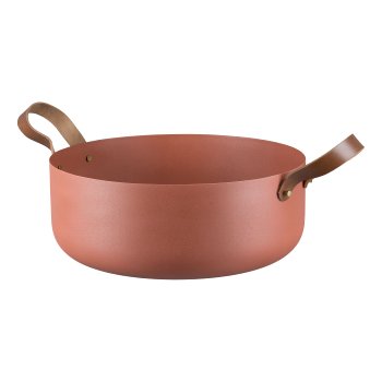 Aluminium Schale mit Ledergriffen 2.fach Sortiert, 31x31x13/39x39x15cm, Amber,