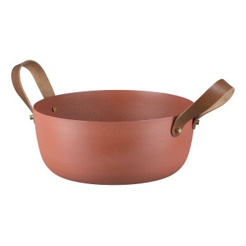 Aluminium Schale mit Ledergriffen 2.fach Sortiert, 31x31x13/39x39x15cm, Amber,