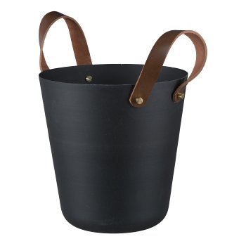 Aluminium Topf mit Ledergriffen, 24x24x25cm, Schwarz, LEPURO
