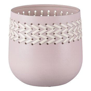Aluminium Übertopf mit Lederdekor 2.fach Sortiert, 15x15x17/21x21x23cm,