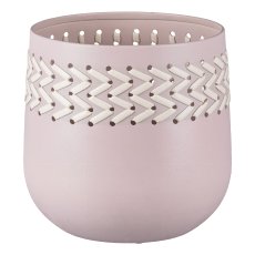Aluminium Übertopf mit Lederdekor 2.fach Sortiert, 15x15x17/21x21x23cm,