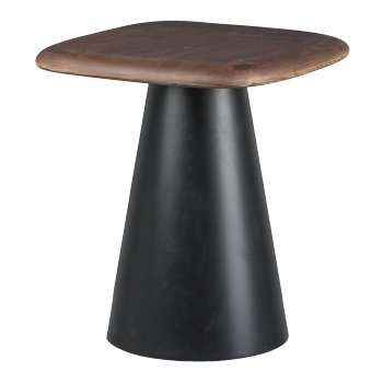 Wooden side table on aluminium cone base 2.fa Sor, 38x38x42/48x48x53cm, mocha
