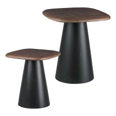 Wooden side table on aluminium cone base 2.fa Sor, 38x38x42/48x48x53cm, mocha